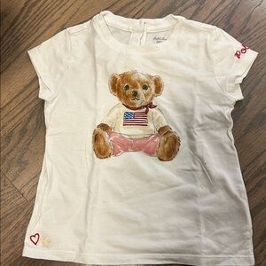 Ralph Lauren Cream Tee with Teddy Bear and Flag